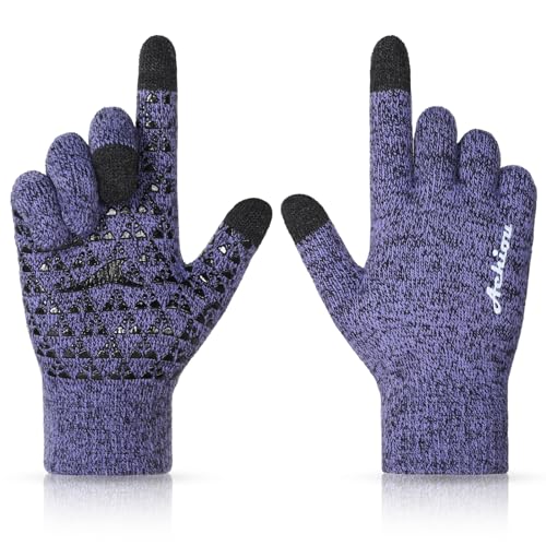 Achiou Winter Gloves for Men Women, Touch Screen Texting Warm Gloves with Thermal Soft Knit Lining,Elastic Cuff