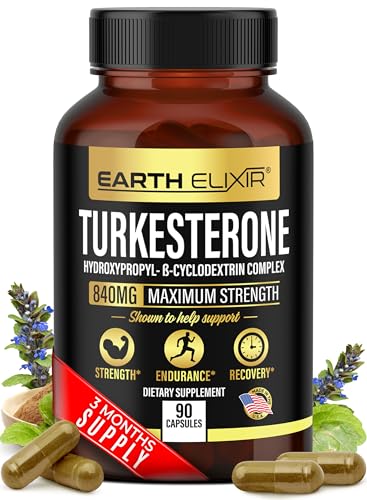 Turkesterone 840 mg (90 Capsules) – Made in USA - 3rd Party Tested - 100% Pure Turkesterone Supplement for Men & Women - Ajuga Turkestanica Extract - Increase Natural Energy & Strength
