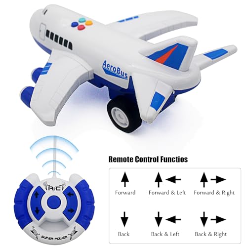Tipmant 4CH RC Airplane Radio Remote Control Vehicle Car Electric Plane Aircraft Model Toy Music, Light Kids Birthday Gifts (Blue)