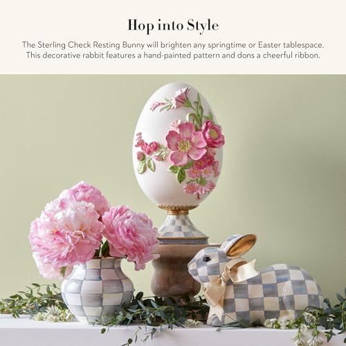 MACKENZIE-CHILDS Bunny Figurine, Rabbit Figurine Decoration for Spring, Resting, Sterling Check