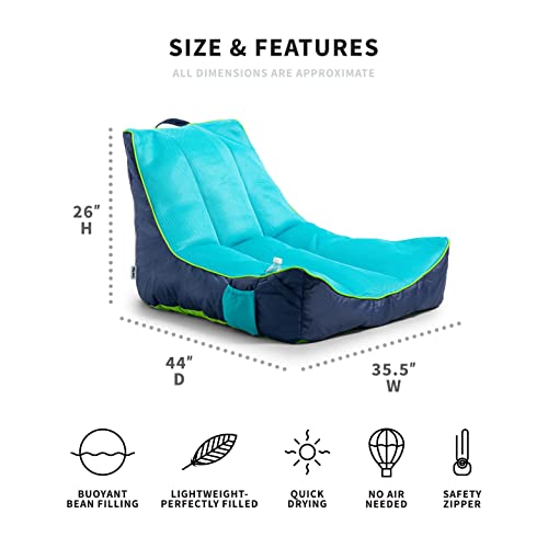 Big Joe Captain's Float No Inflation Needed Pool Lounger, Double Sided Mesh, Quick Draining Fabric