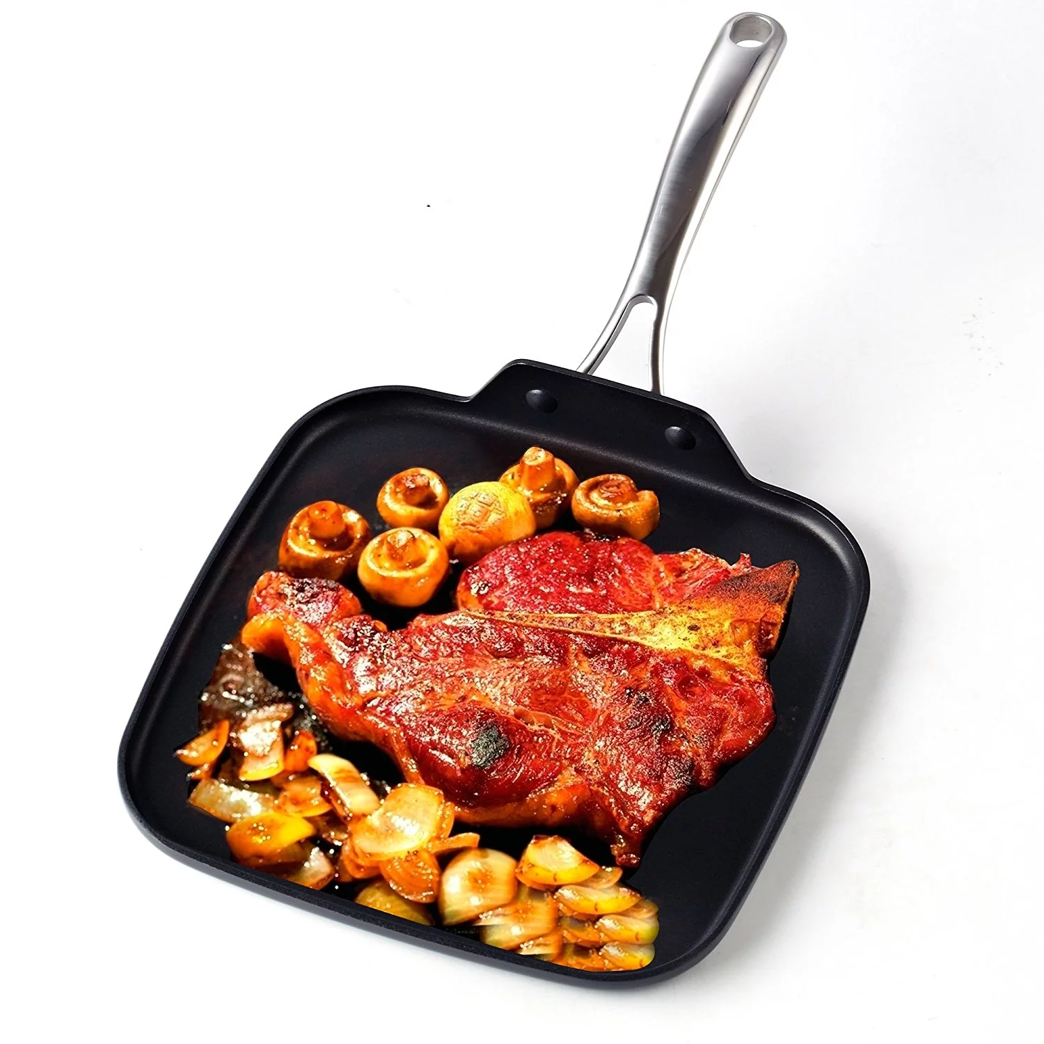 Cooks Standard Nonstick Square Griddle Pan 11 x 11-Inch, Hard Anodized Cookware Griddle Pan, Black