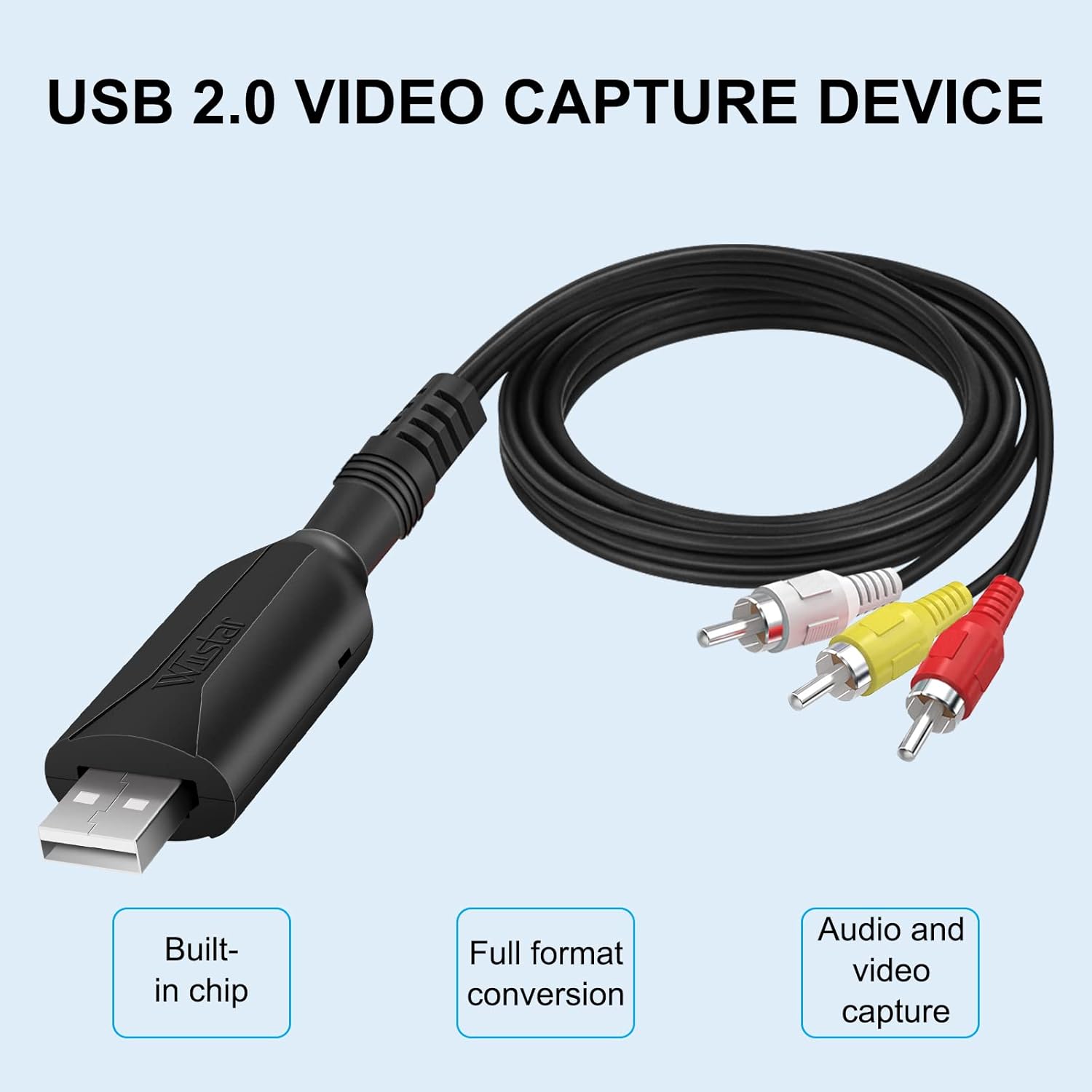 USB 2.0 AV RCA Easy Cap Video Audio Capture Card Device Adapter Video Grabber One Touch VHS VCR TV to DVD Converter Converter, Transfer VHS Home Videos to Mac OS PC Windows 7 8 10 XP 20000