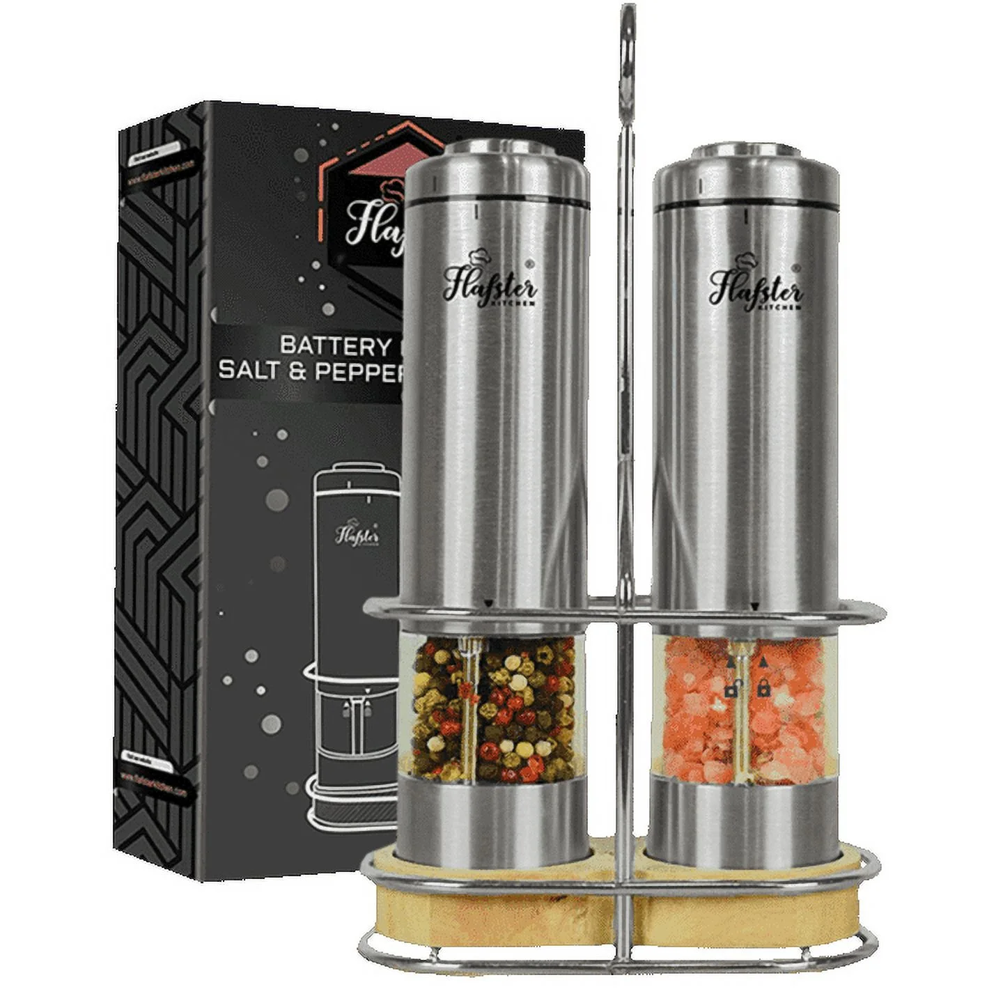 Electric Salt and Pepper Grinder Set -Battery Operated Salt n Pepper Shakers (2) by Flafster Kitchen