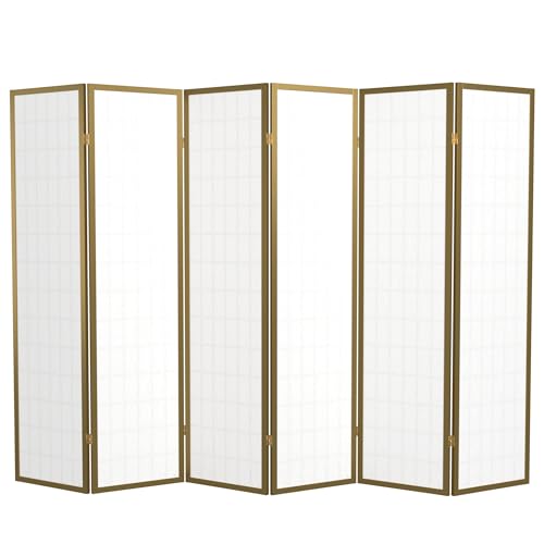 Red Lantern 6 ft. Tall Window Pane Shoji Screen-Natural-4 Panels Room Divider