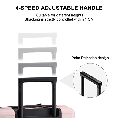 LEVEL8 Hard Shell Carry on Luggage Airline Approved, Carry-on Suitcases with Wheels, Lightweight Luminous Textured Hardside Travel Bag with Tsa Lock, 20 Inch, Black