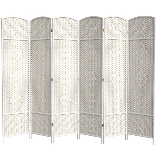 Red Lantern 7 ft. Tall Diamond Weave Dark Beige-6 Panels Room Divider