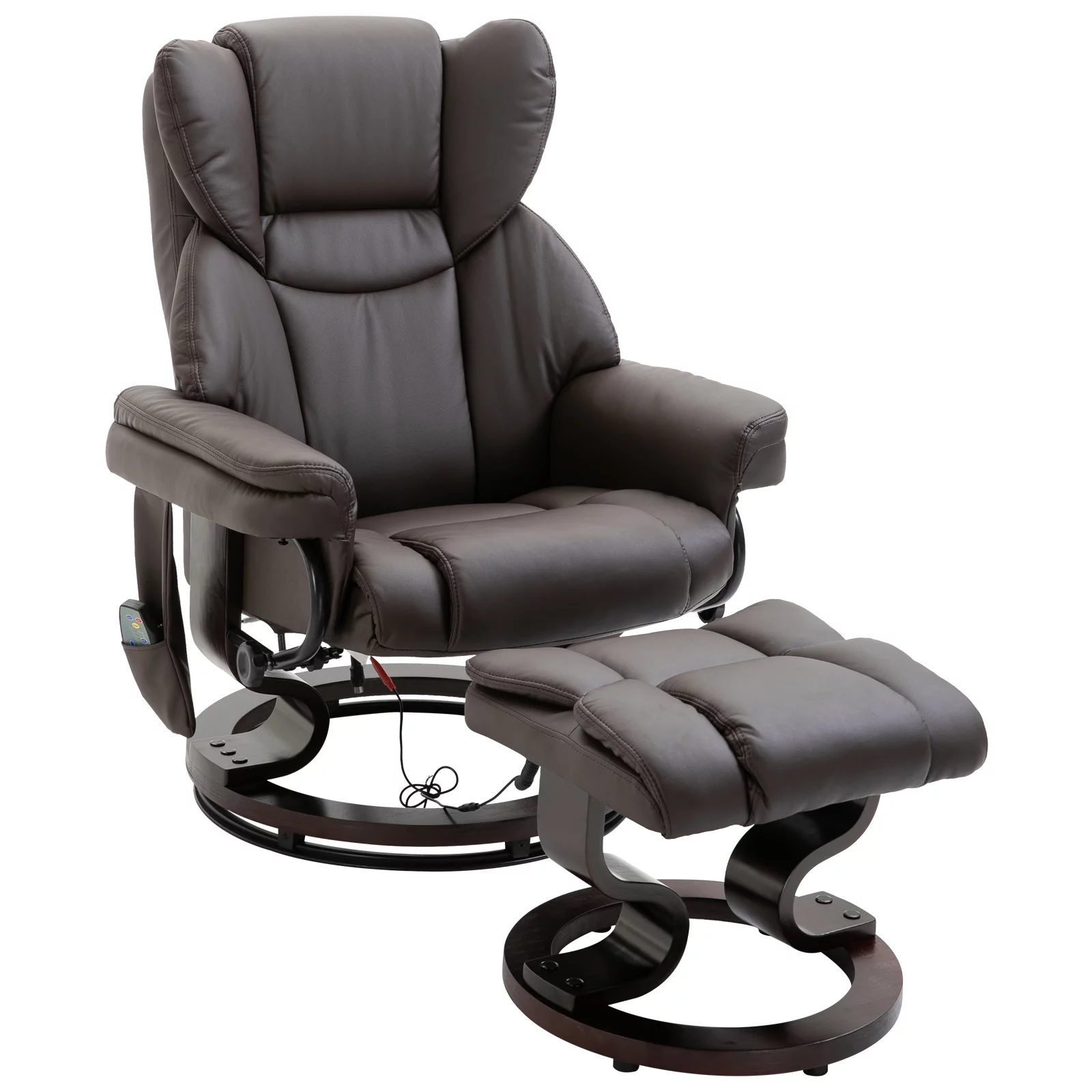 HOMCOM Massage Recliner Chair with Footrest, 10 Vibration Levels, Faux Leather, Brown