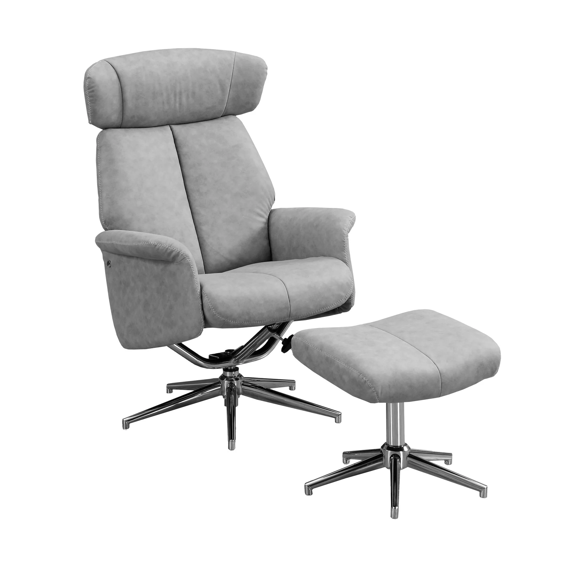 Contemporary Home Living Set of 2 Charcoal Gray Contemporary Reclining Chair with Ottoman 29
