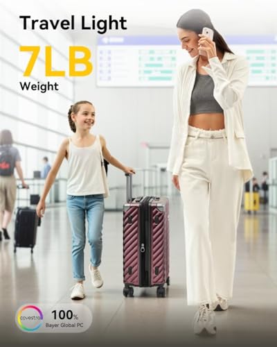LUGGEX Luggage with Spinner Wheels, Polycarbonate Expandable Hard Shell Suitcase, Carry On 20 Inch, Charcoal Metallic
