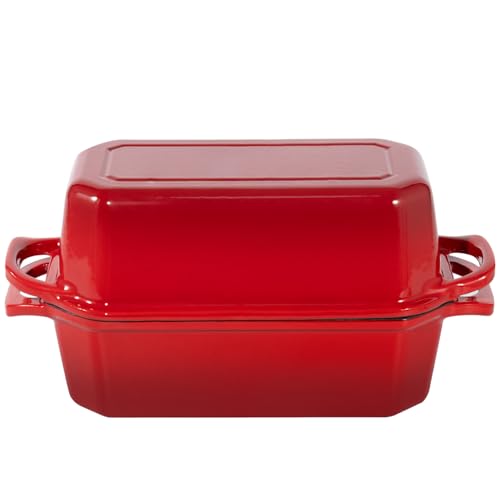 Bread Pan Cast Iron Loaf Pan with Lid Bread Loaf Pan 9x5 Inch Loaf Pan Enameled Cast Iron Sourdough Loaf Pan, DarkCyan