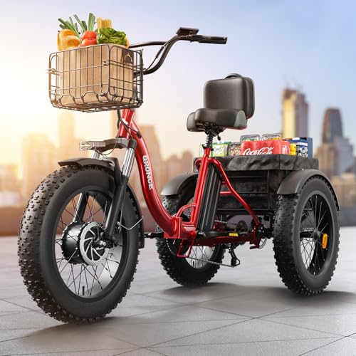 Electric Trike for Adults 960W Peak, 36V 15AH Battery Ebike 50 Miles Range with Large Rear Basket, Electric Trike 20