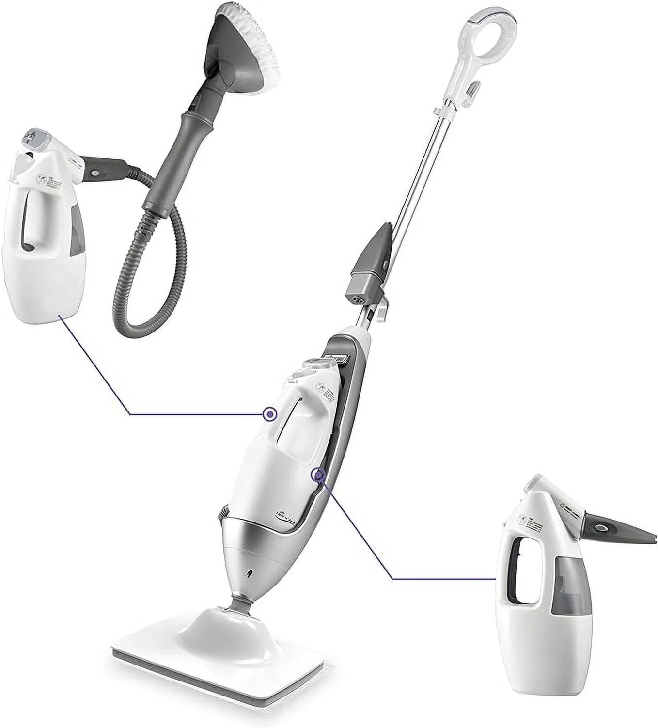 Open Box LIGHT 'N' EASY Multi-Functional Steam Mop Steamer Hardwood Floor 7688ANW - White