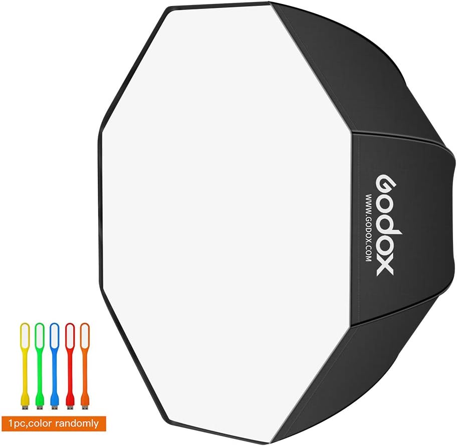 Godox 47/120cm Umbrella Octagon Softbox Reflector with Carrying Bag for Portrait or Product Photography with SUPON USB LED (120cm)