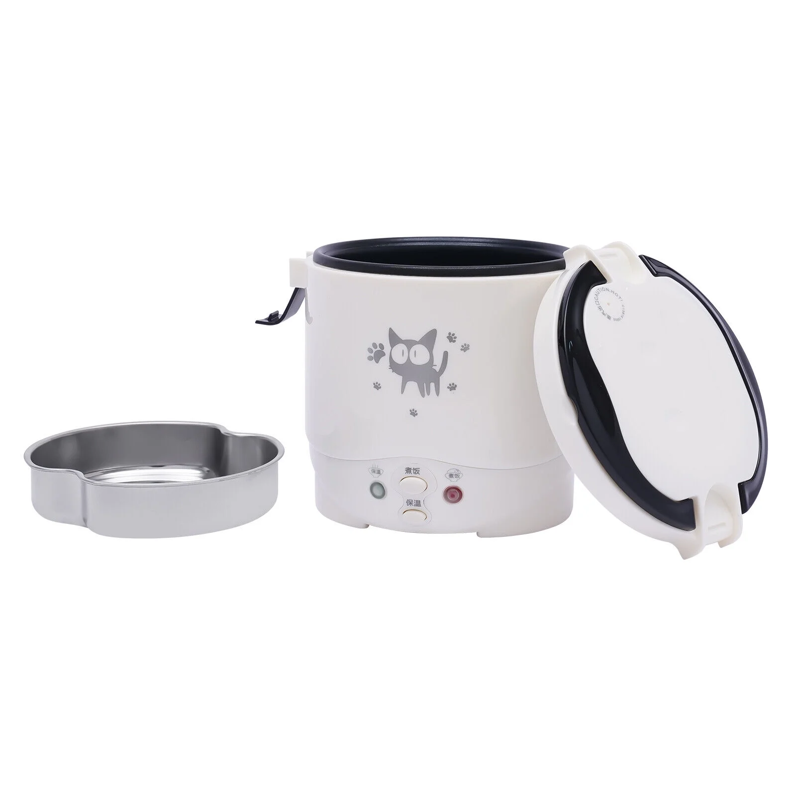 1L Car Mini Travel Lunch Box Electric Rice Cooker Steamer White/Green 12V