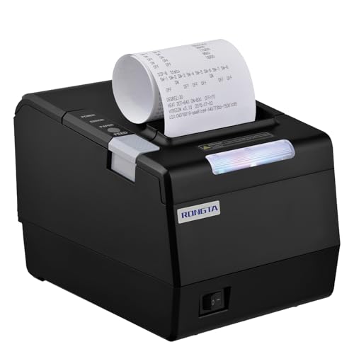Rongta POS Printer, 80mm Thermal Receipt Printer, Restaurant Kitchen Printer with Auto Cutter, USB Serial Ethernet Interface, ESC/POS Command, Support Cash Drawer for Windows/Mac/Linux(RP850)
