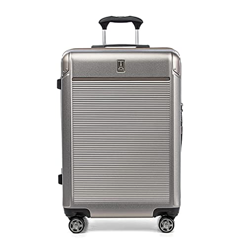 Travelpro Platinum Elite Hardside Expandable Carry on Luggage, 8 Wheel Spinner, TSA Lock, Hard Shell Polycarbonate Suitcase, Metallic Sand, Compact Carry on 20-Inch