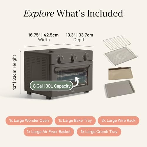 Our Place Wonder Oven | 6-in-1 Air Fryer & Toaster Oven with Steam Infusion | Compact, Countertop Friendly, Fast Preheat, Multifunctional | Air Fry, Toast, Roast, Bake, Reheat & Broil | Char
