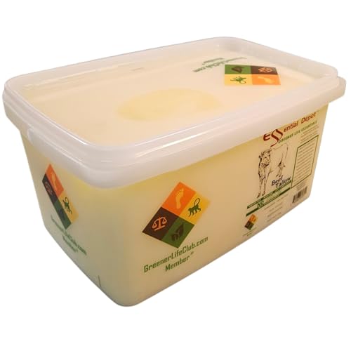 Beef Tallow - 7 lbs - Grass Fed - Non-GMO - Food Grade - Free from Lactose-Gluten-Glutamate-BSE - microwavable PP container, lock tab, resealable lid, removeable re-attachable handle