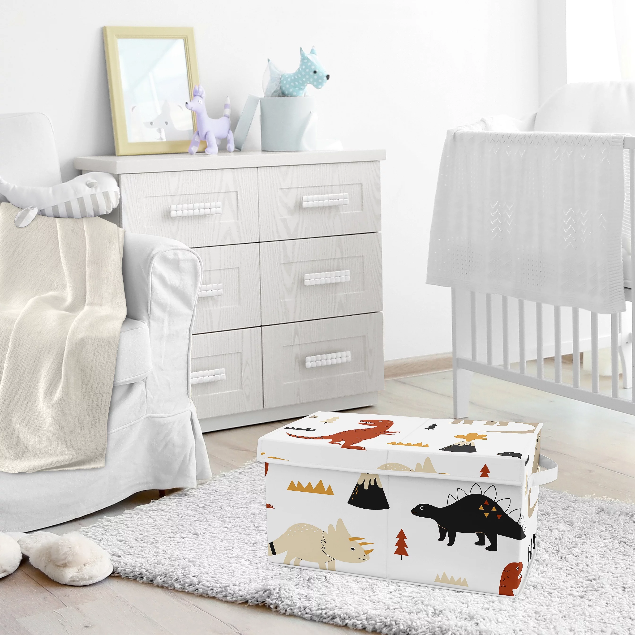 Mod Dinosaur Black and Orange Storage Fabric Toy Box by Sweet Jojo Designs