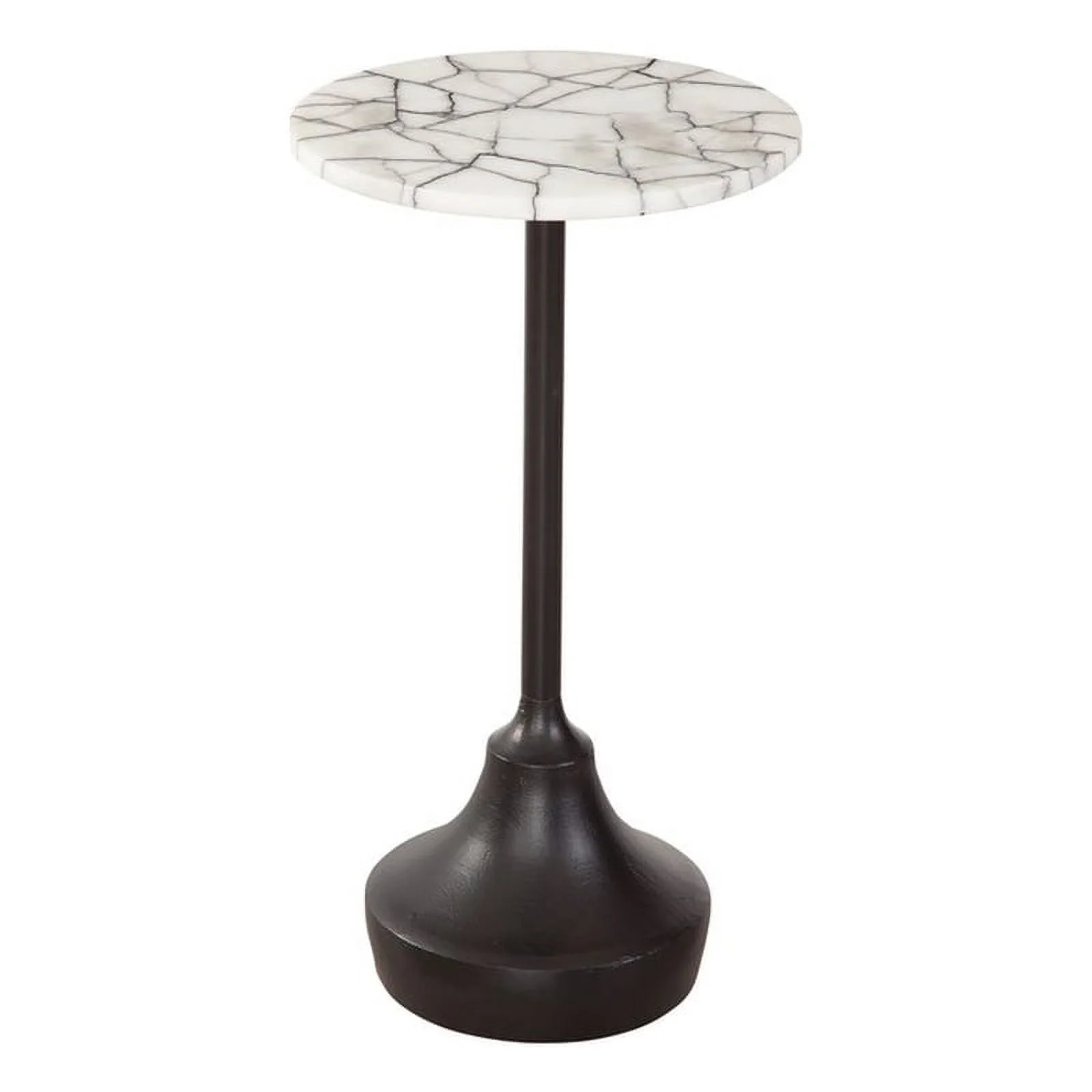 Talley Accent Table in Matte Black Metal and Marble