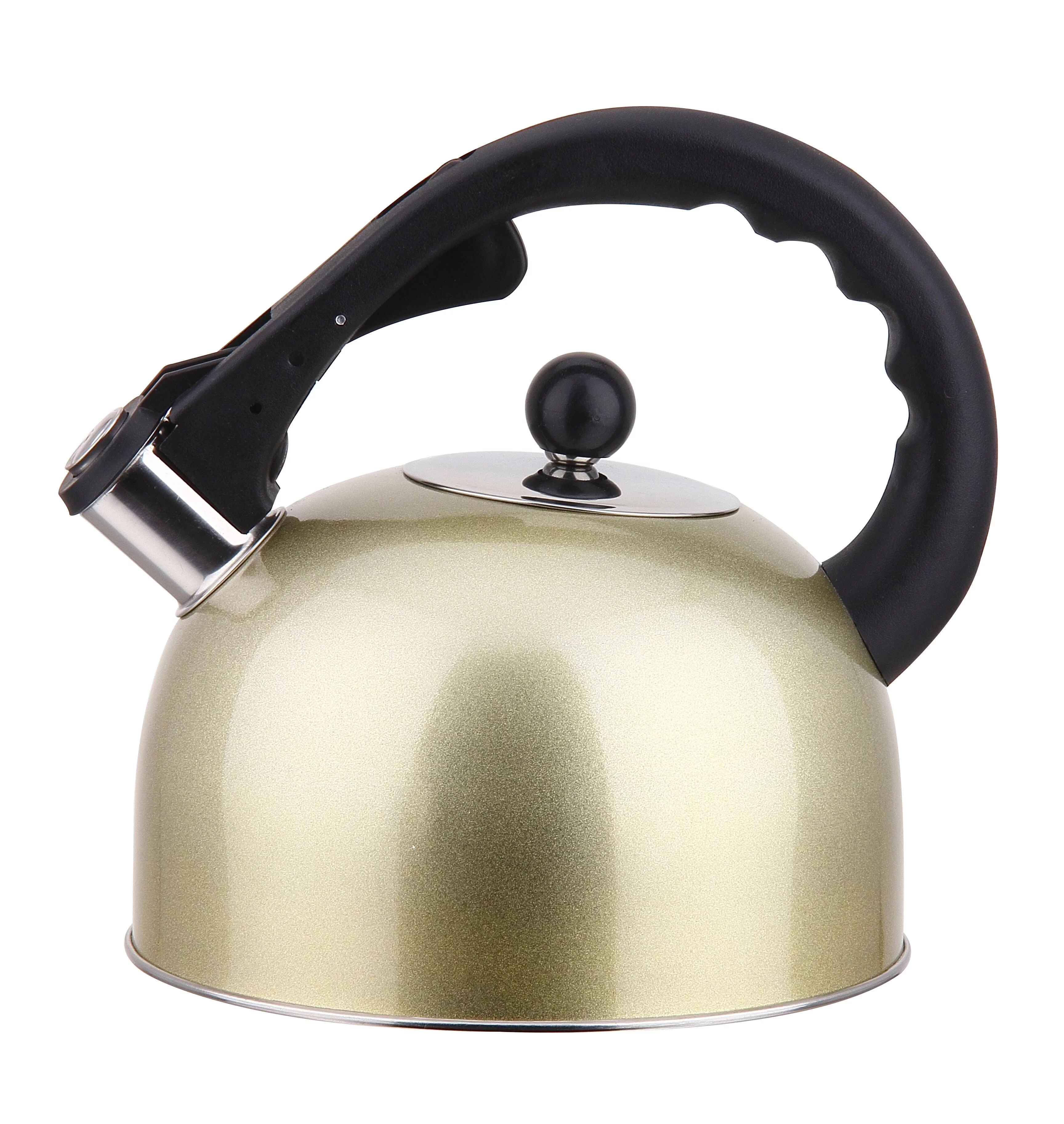 YBM Home Stainless Steel Stovetop Whistling Tea Kettle 3L with Handle, Induction Compatible - Gold