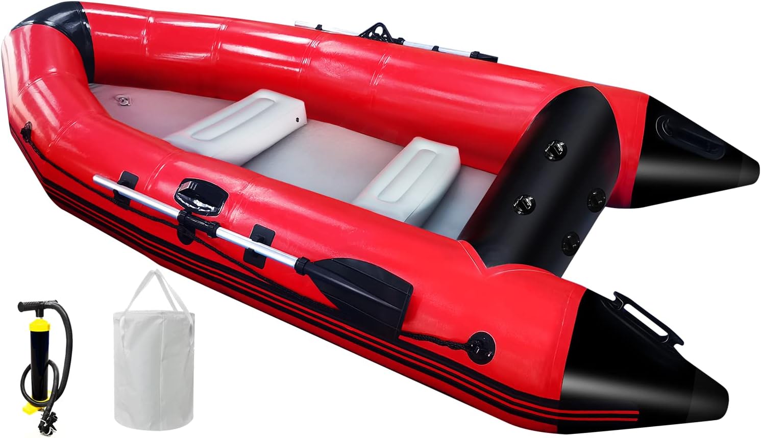 10 ft Dinghy Boats, 4 Persons Inflatable Boat Fishing Kayak Raft Sport Boat for Adults with Paddles Air Pump Carry Bag