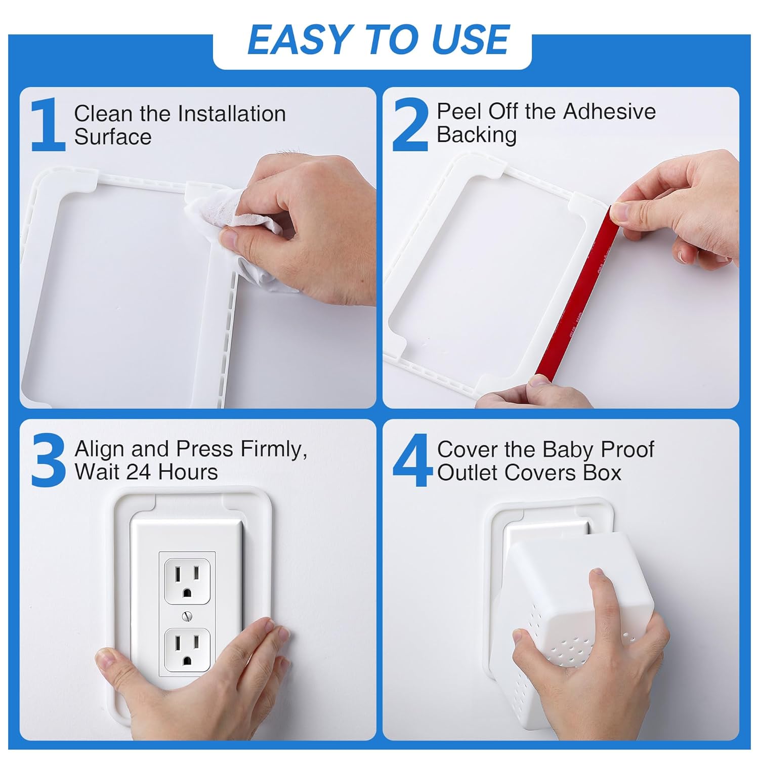 Feekoon 2Pack Extra Large Baby Proof Outlet Covers Box, Outlet Covers Box for Childproof, Receptacle Outlet Box to Cover Outlet Cords on Wall, Plug Protectors Child Baby Proofing Pet Protection Office