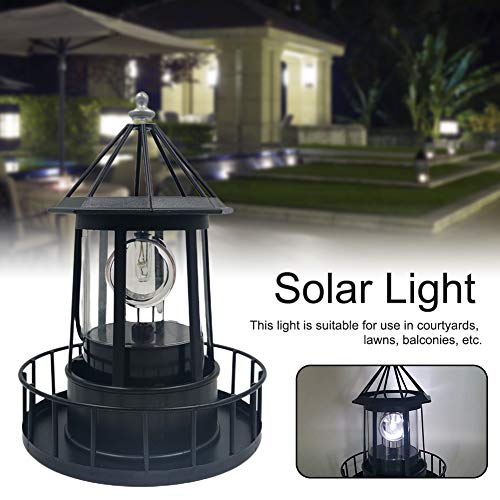EMVANV LED Lighthouse, 360 Degree Rotating Landscape IP65 Waterproof LED Solar Lighthouse Outdoor Solar Light Lamp Hanging