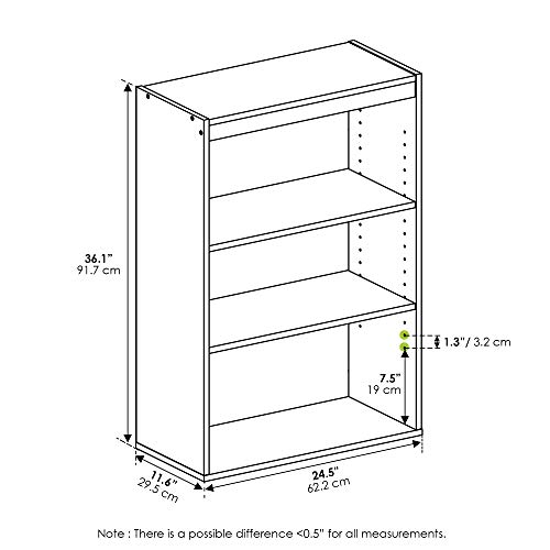 Furinno Pasir 3-Tier Open Shelf Bookcase, Americano