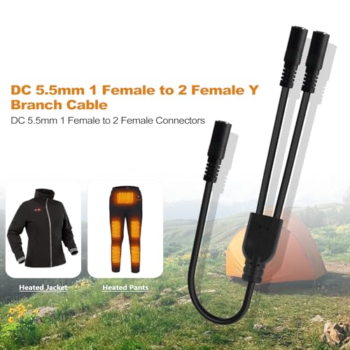 Smarkey Motorcycle Heated Jacket Adapter Cable，Snowmobiles Heated Gear Battery Connector Cable for Heated Apparel, Heated Garments, Heated Vest