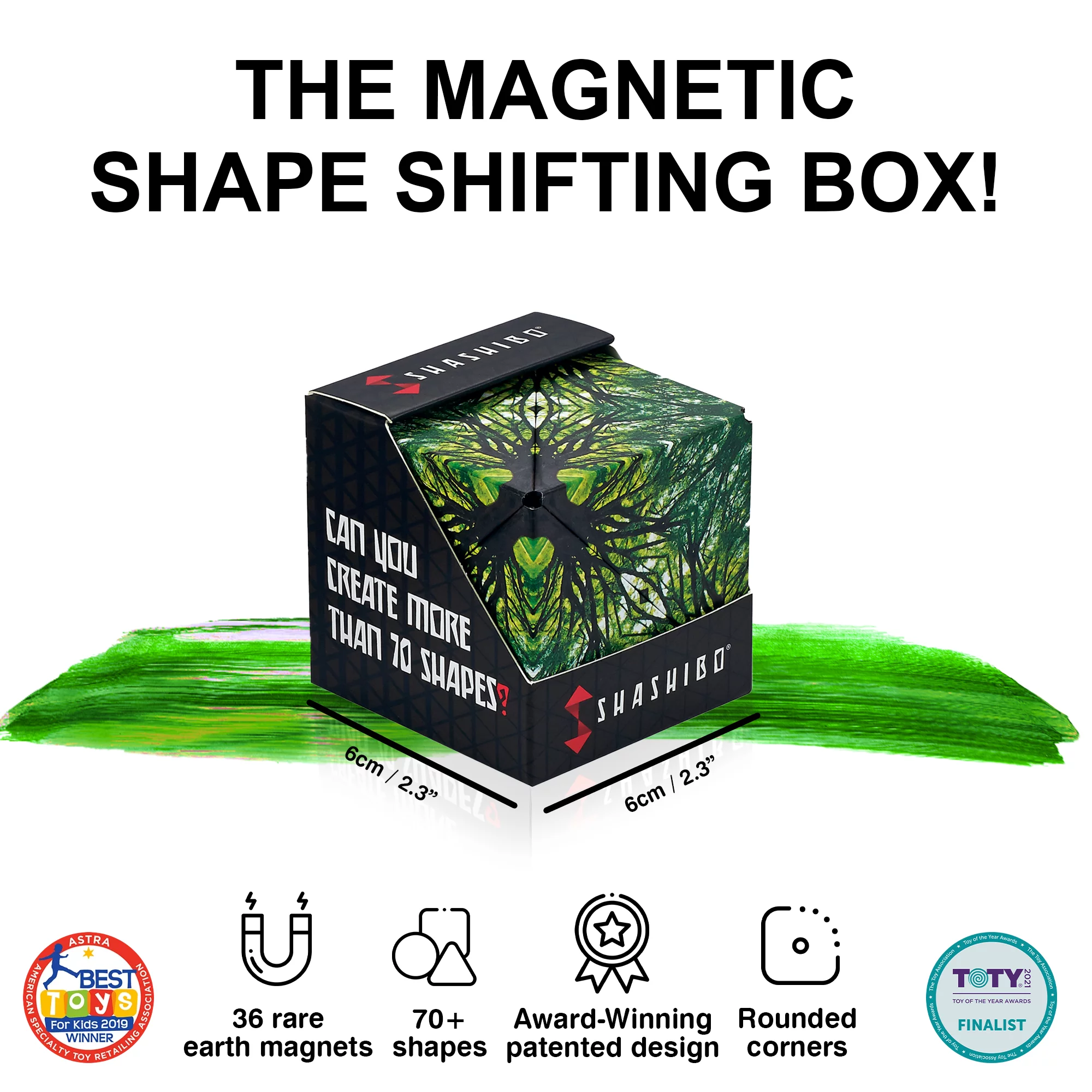 SHASHIBO Shape Shifting Box - Patented Fidget Cube – Shashibo Cube Magnet Fidget Toy Transforms Into Over 70 Shapes (Elements)