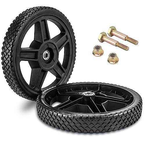 Lawn Mower Wheels 6 Inch (2-pack) Fits Most Standard push Lawn Mowers, Inner and outer bearing structure - Includes Bolts, Nuts. (Also available in 7 in, 8 in, 10 in, 12 in and 14 in wheels)
