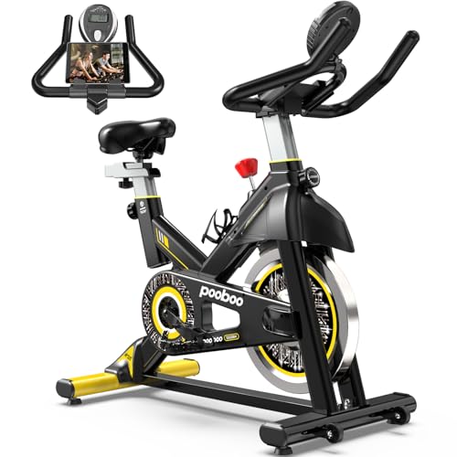 pooboo Exercise Bike, Adjustable Magnetic/Brake Pad Resistance Silent Belt Drive, Indoor Cycling Bike for Home Cardio, Fitness Stationary Bike with 350lbs/300lbs Weight Capacity &Upgraded Version Seat