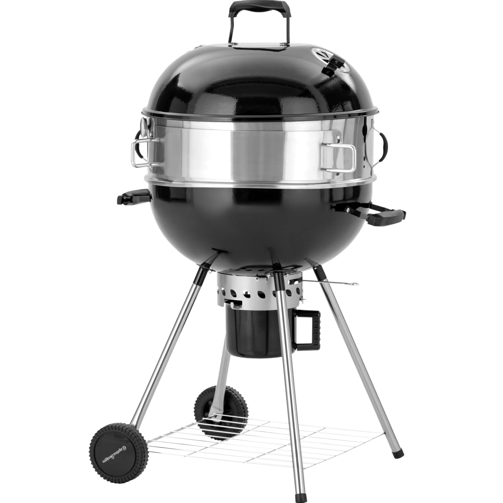 Sophia & William Portable 22" Kettle Charcoal BBQ Grill with Rotisserie Ring Pizza Oven