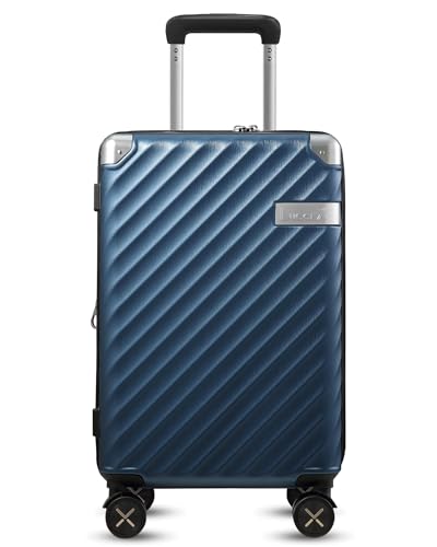 LUGGEX Luggage with Spinner Wheels, Polycarbonate Expandable Hard Shell Suitcase, Carry On 20 Inch, Charcoal Metallic