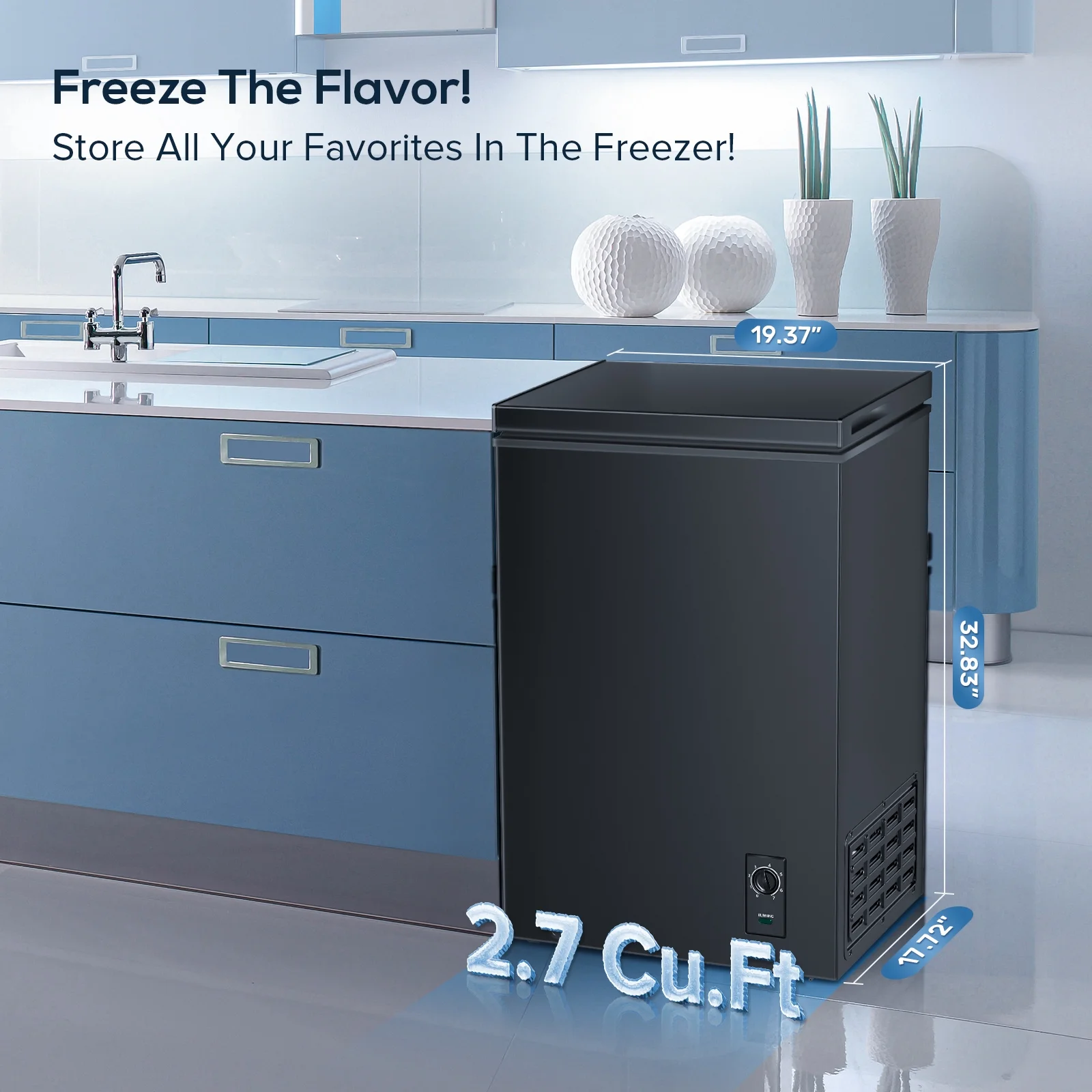 Havato 2.7 Cubic Feet Chest Freezer Free Standing Top Open Door Compact Freezer with Adjustable Temperature-Black