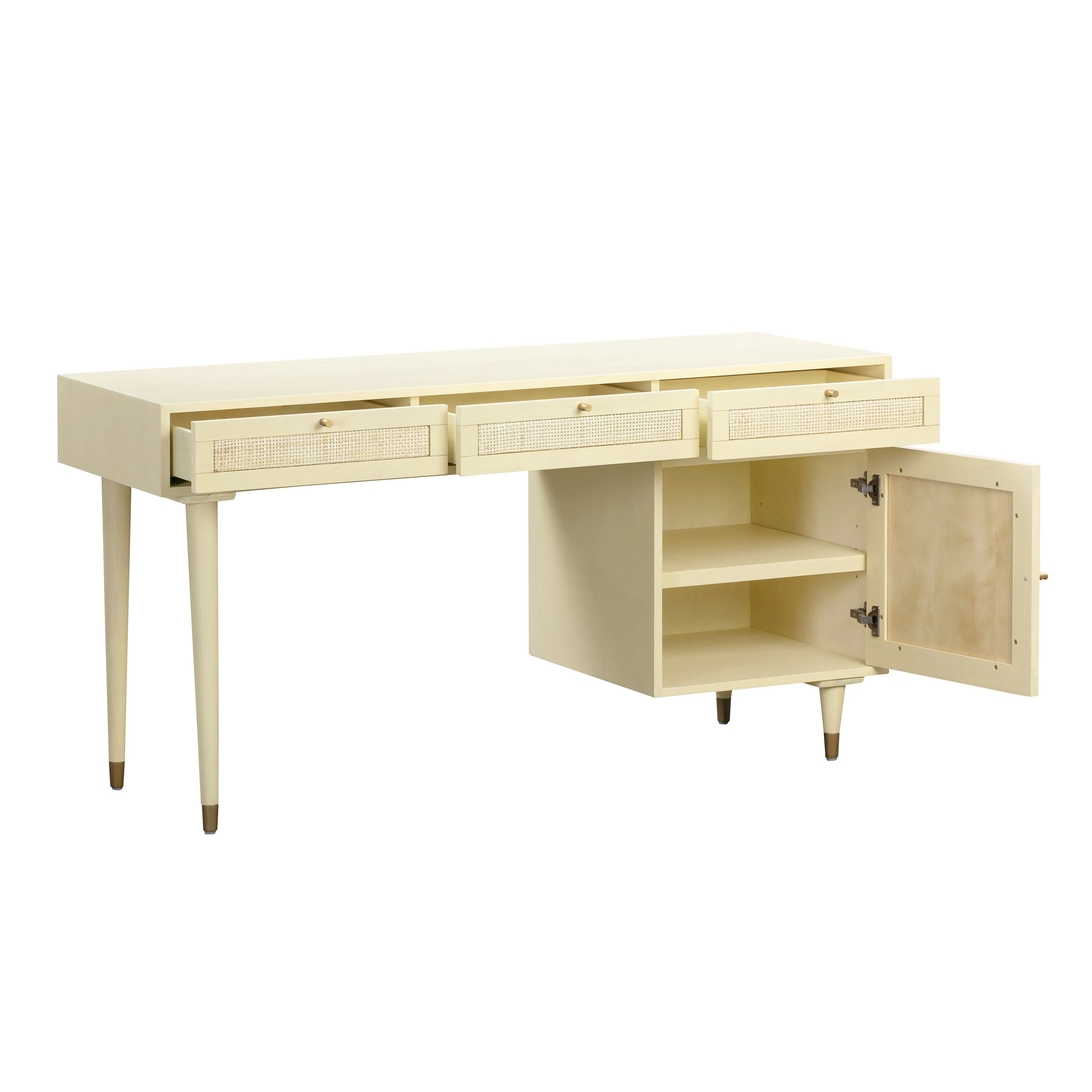 TOV Furniture Sierra Buttermilk 3-Drawer with Cabinet Wooden Desk