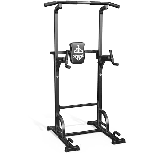 Sportsroyals Pull Up Bar Dip Station Power Tower Assistive Trainer Multi-Function Home Gym Strength Training Fitness Equipment 450LBS