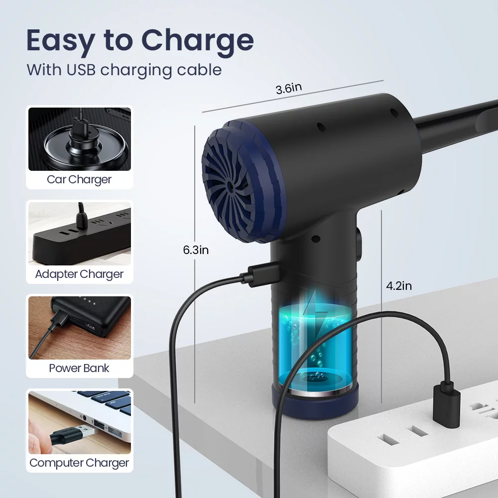 Compressed Air Duster, 100000RPM Electric Air Duster , Keyboard and Computer Cleaner, Replaces Compressed Air Cans