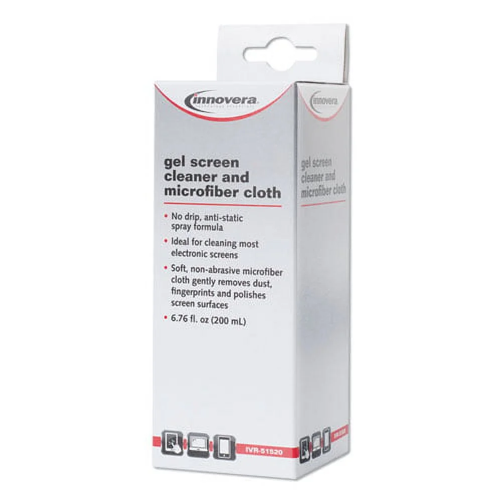 Anti-Static Gel Screen Cleaner, With Gray Microfiber Cloth, 4 Oz Spray Bottle | Bundle of 5 Each