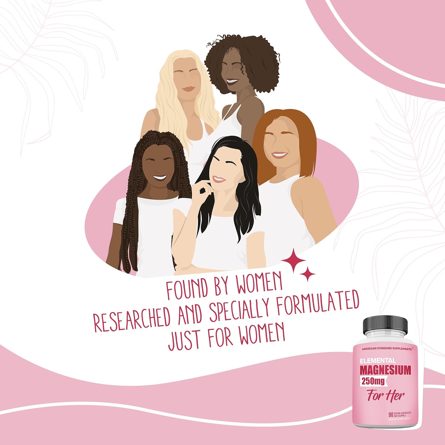 Magnesium Glycinate for Women, Elemental 250mg Per One Capsule, 90 Day Supply, Chelate, Supplement, Chelated Max Absorption