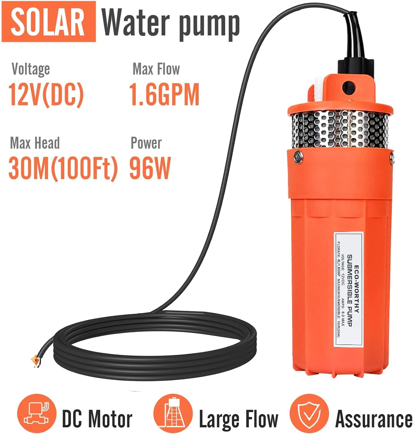 ECO-WORTHY Solar Well Pump Kit with Battery Backup, 12V Solar Water Pump + 120W Solar Panel Kit + 10Ah Battery for Well, Irrigation, Filling Water Tank-DELIVERY IN 2 PARCELS