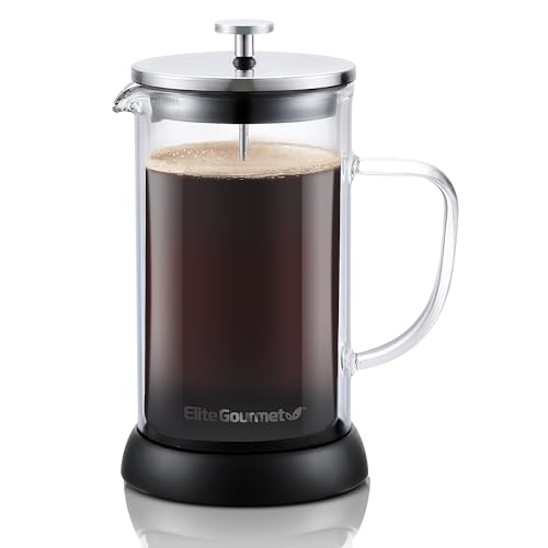 Elite Gourmet EHC113 Personal Single-Serve Compact Coffee Maker Brewer Includes 14Oz. Stainless Steel Interior Thermal Travel Mug, Compatible with Coffee Grounds, Reusable Filter, Black