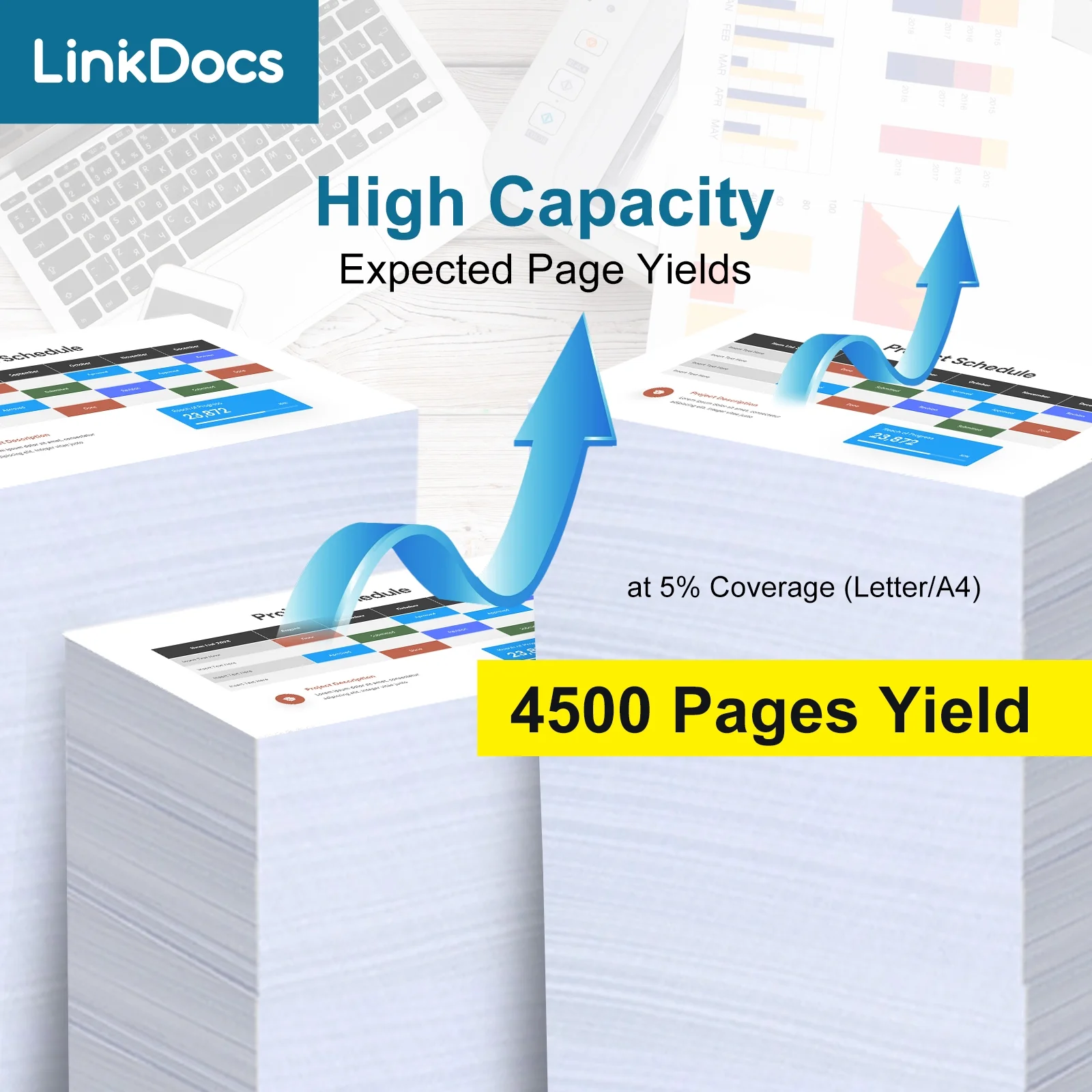 LinkDocs 212A Yellow Toner Cartridge  (with New Chip) Replacement for HP 212A Y W2122A used with HP Color Enterprise M554dn M555dn M555x MFP M578dn M578f M578z Flow MFP M578c Printer