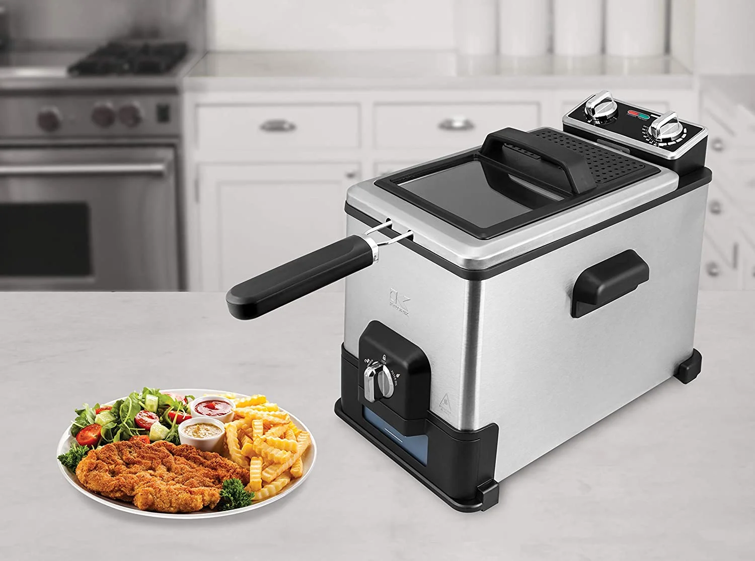 Kalorik 4.2 Quart Deep Fryer with Oil Filtration XL, Stainless Steel Refurbished