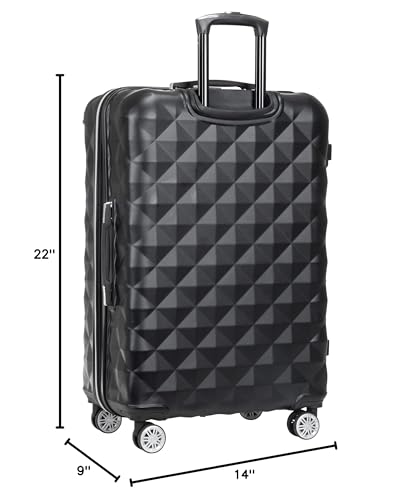 Kenneth Cole REACTION Diamond Tower Collection Lightweight Hardside Expandable 8-Wheel Spinner Travel Luggage, Black, 20-Inch Carry On