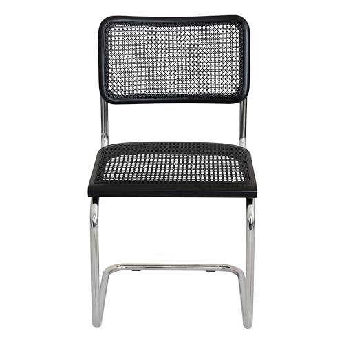 Breuer Chair Company Marcel Breuer Cesca Cane Cantilever Side Chair w/Chrome Steel Frame Walnut Wood & Natural Cane