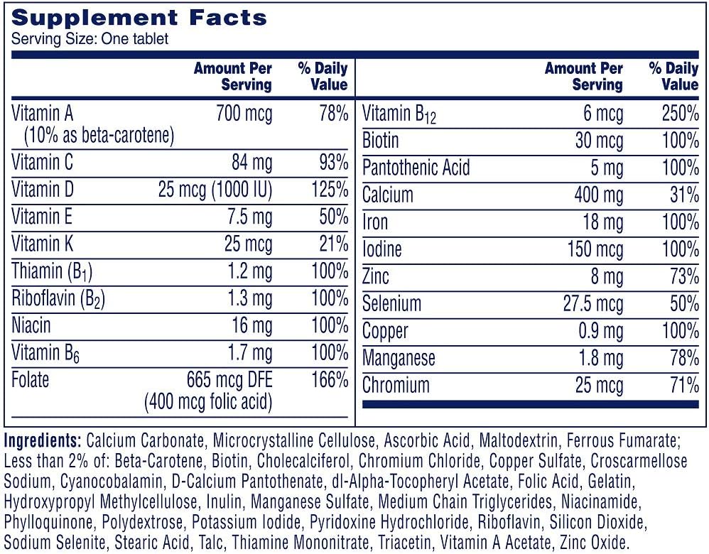 One A Day Women’s Multivitamin, Supplement with Vitamin A, Vitamin C, Vitamin D, Vitamin E and Zinc for Immune Health Support, B12, Biotin, Calcium & More, Tablet, 250 count