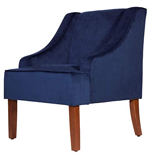 HomePop Velvet Swoop Arm Accent Chair, Suri Blue